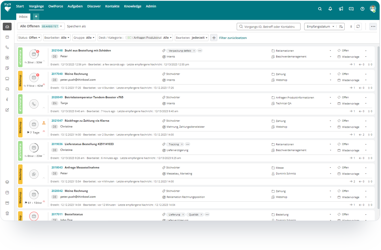 OwlDesk Inbox Overview