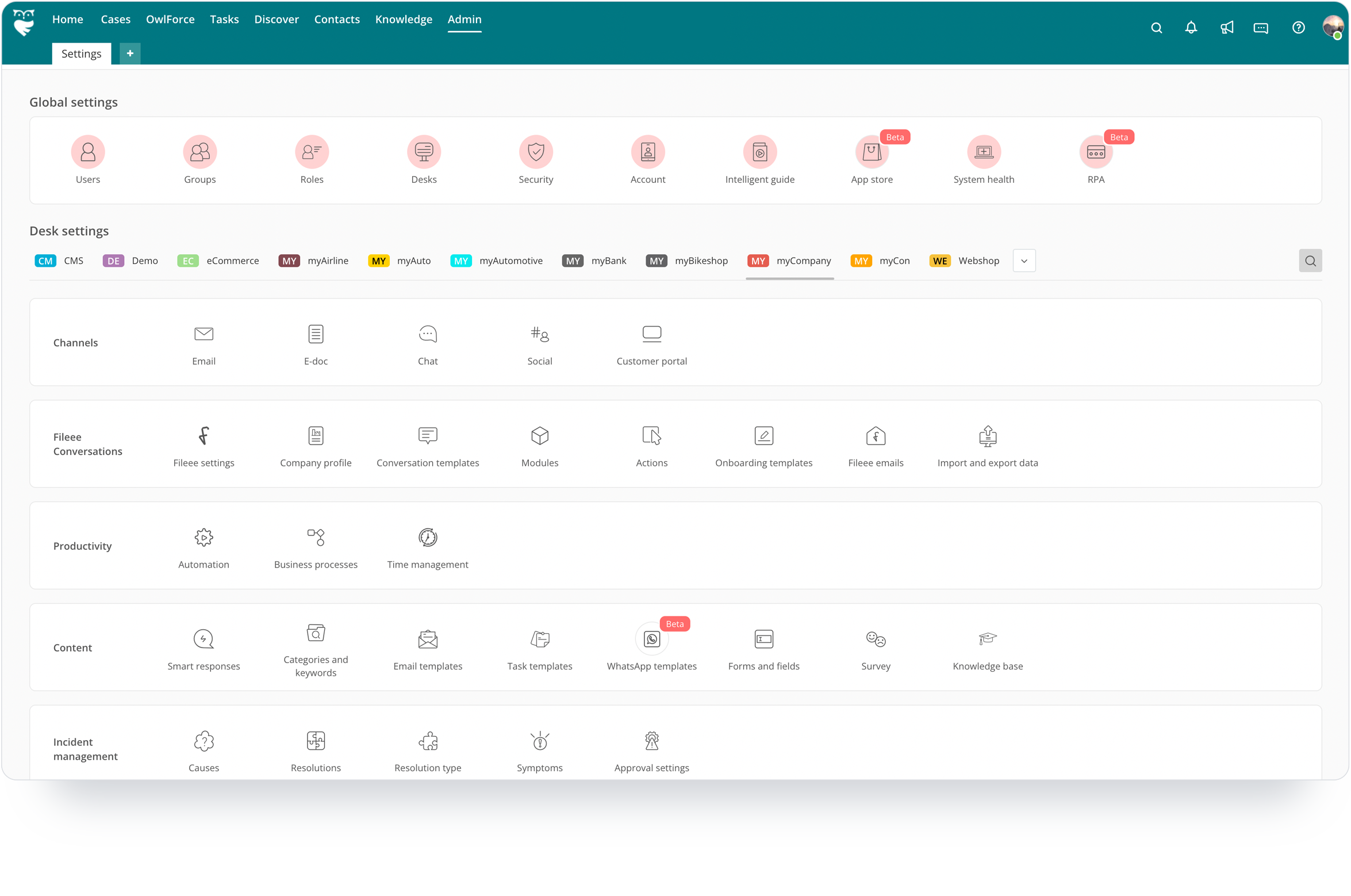 OwlDesk Admin Dashboard